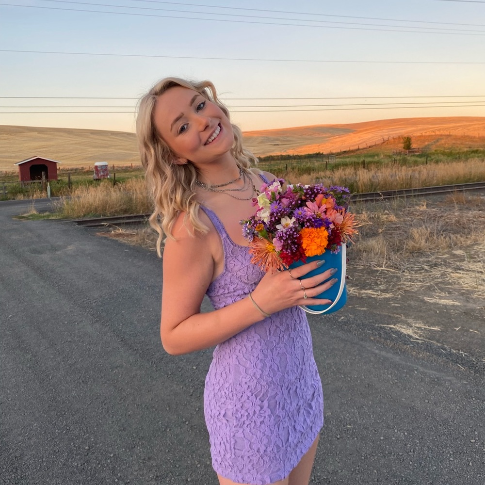 Lacey lilac mini dress from Urban Outfitters
